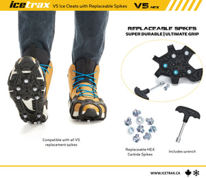 ICETRAX V5 HEX Ice Cleats with Replaceable Cleats