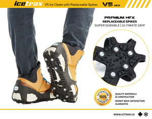 ICETRAX V5 HEX Ice Cleats with Replaceable Cleats