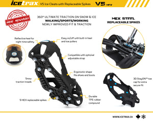 ICETRAX V5 HEX Ice Cleats with Replaceable Cleats