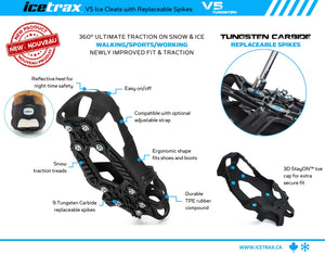 ICETRAX V5 Tungsten Ice Cleats with Replaceable Spikes