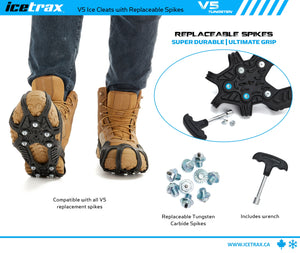 ICETRAX V5 Tungsten Ice Cleats with Replaceable Spikes