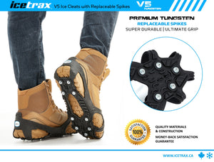 ICETRAX V5 Tungsten Ice Cleats with Replaceable Spikes