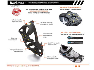 ICETRAX V3 Tungsten Ice Cleats with Straps Combo Pack