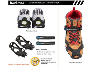 ICETRAX V3 Tungsten Ice Cleats with Straps Combo Pack